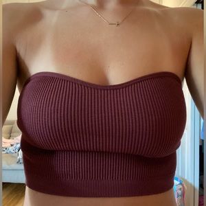 Cotton on, tube top, maroon, ribbed material